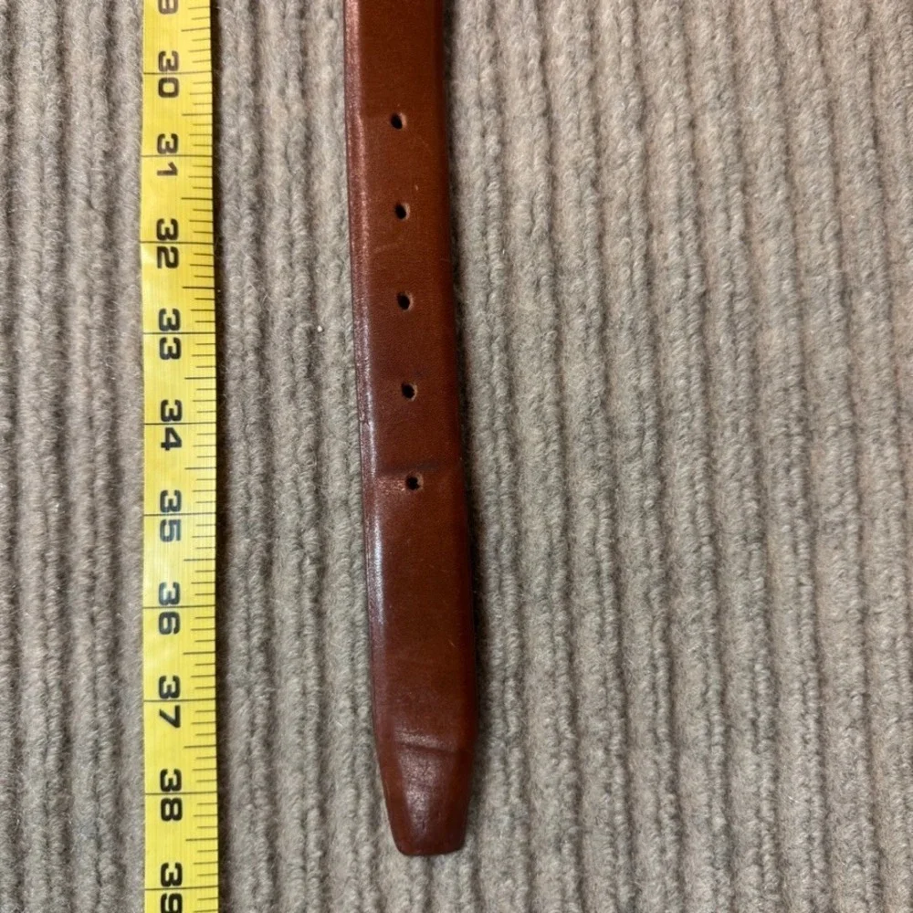 J.Crew Mens Brown Italian Leather Dress Belt Size 30 Silver Buckle E3145